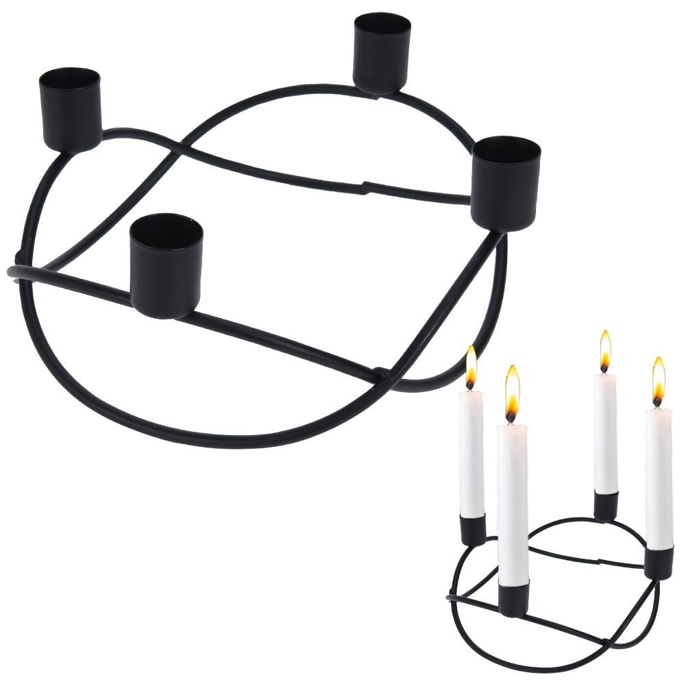 Candlestick in Black Metal for Four Candles - Elegant Design
