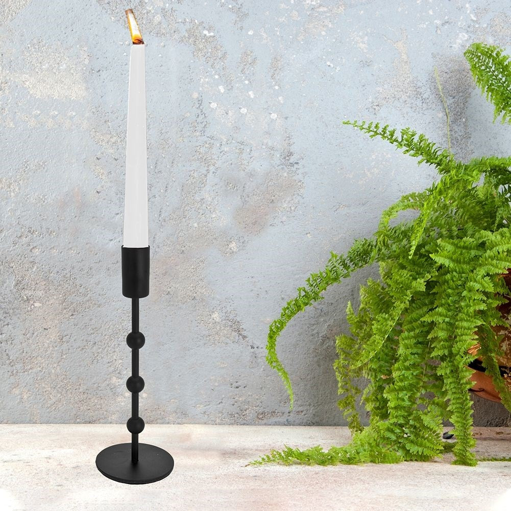 Candlestick in Black Metal for Modern Industrial Style