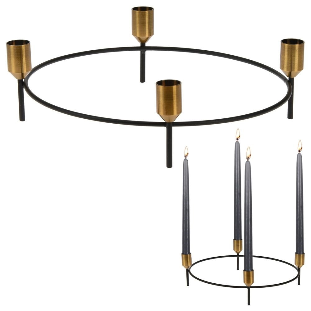 Candlestick in Black and Gold for Four Long Candles