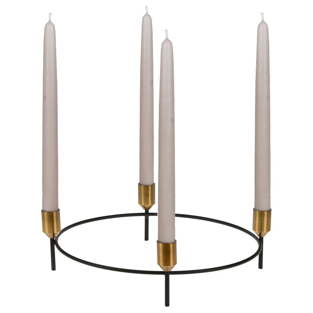 Candlestick in Black and Gold for Four Long Candles