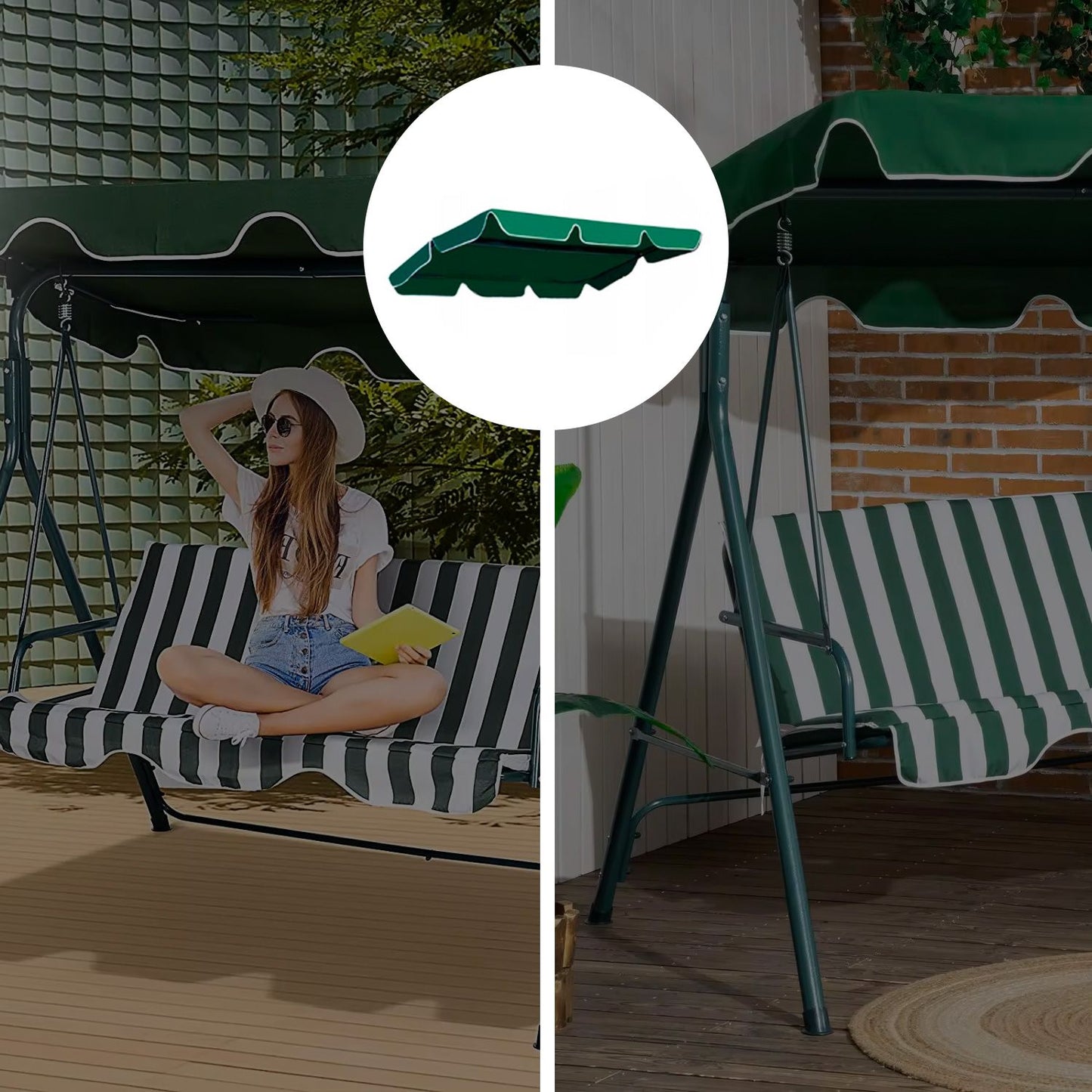 Canopy for garden swing 200 x 120 cm waterproof cover green MultiGarden