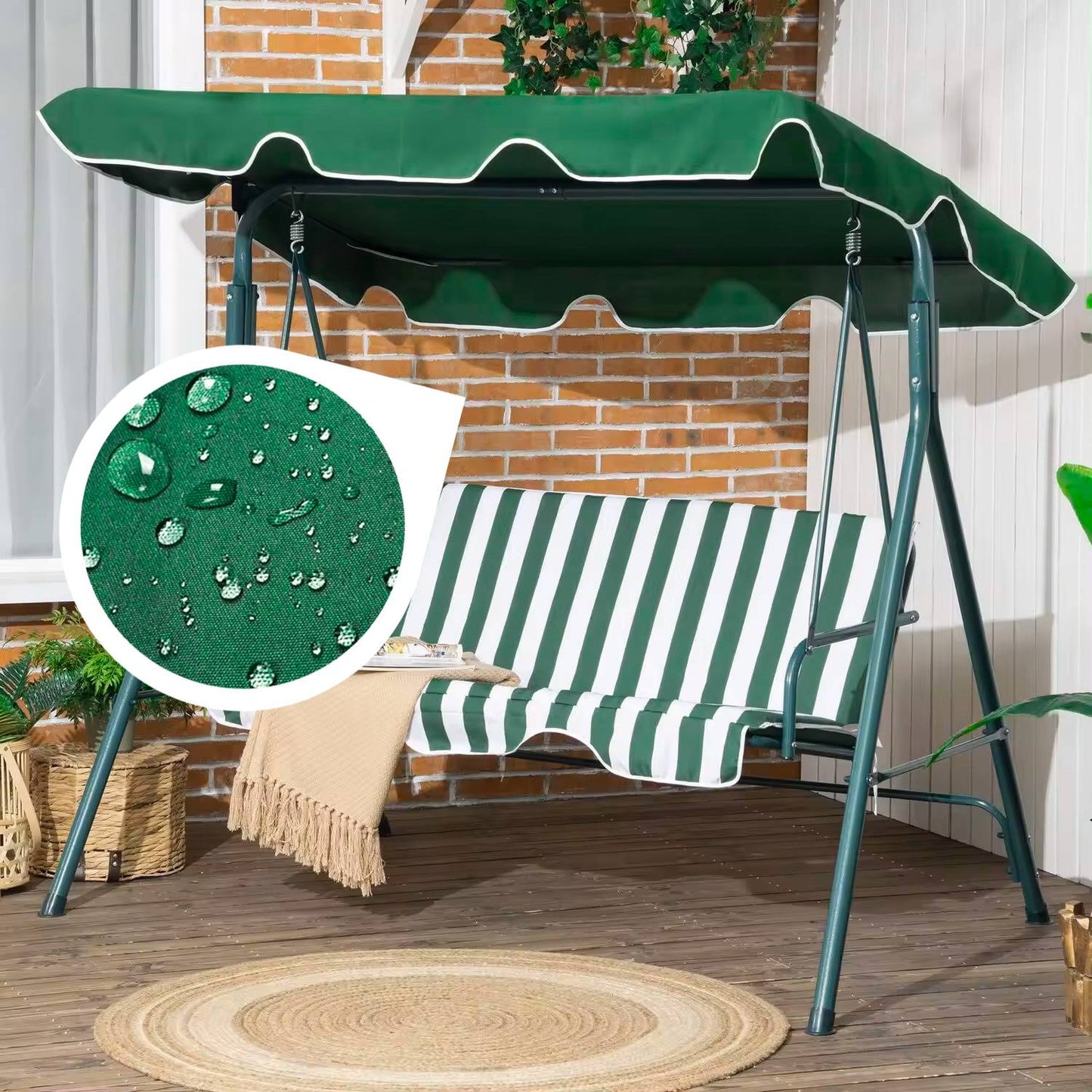 Canopy for garden swing 200 x 120 cm waterproof cover green MultiGarden