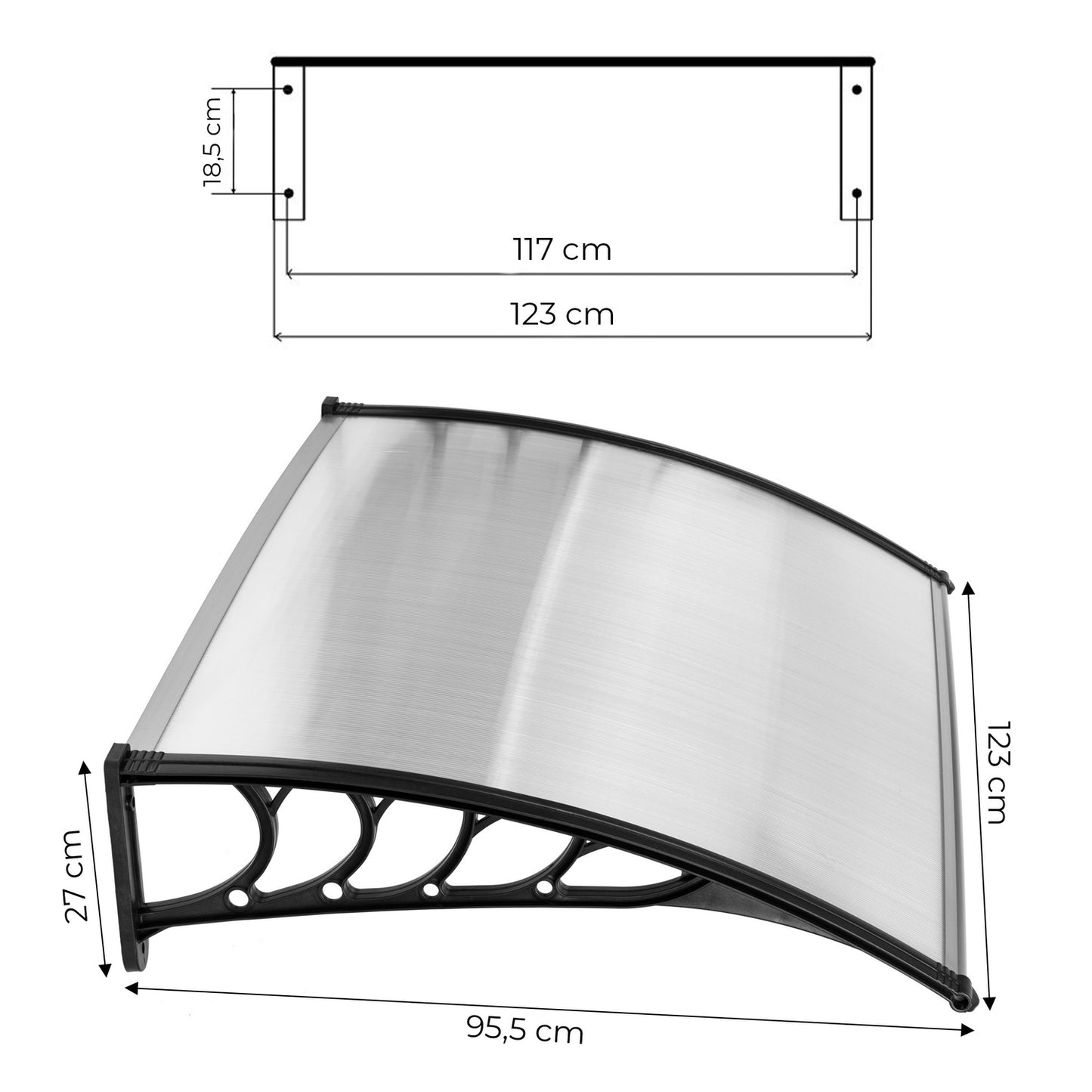 Canopy over the door 120x100 cm, polycarbonate cover