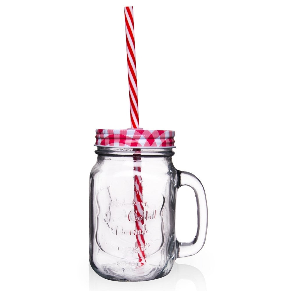 Can with Handle, Lid and Straw for Drinks