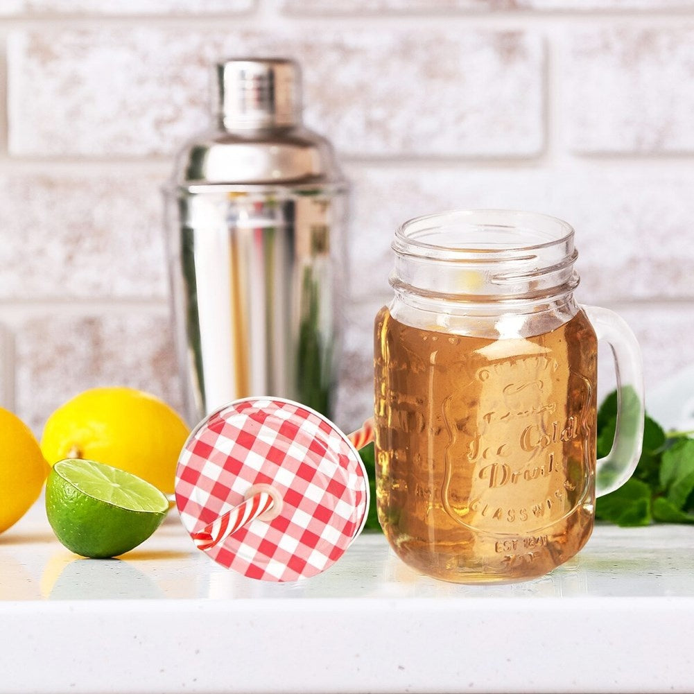 Can with Handle, Lid and Straw for Drinks