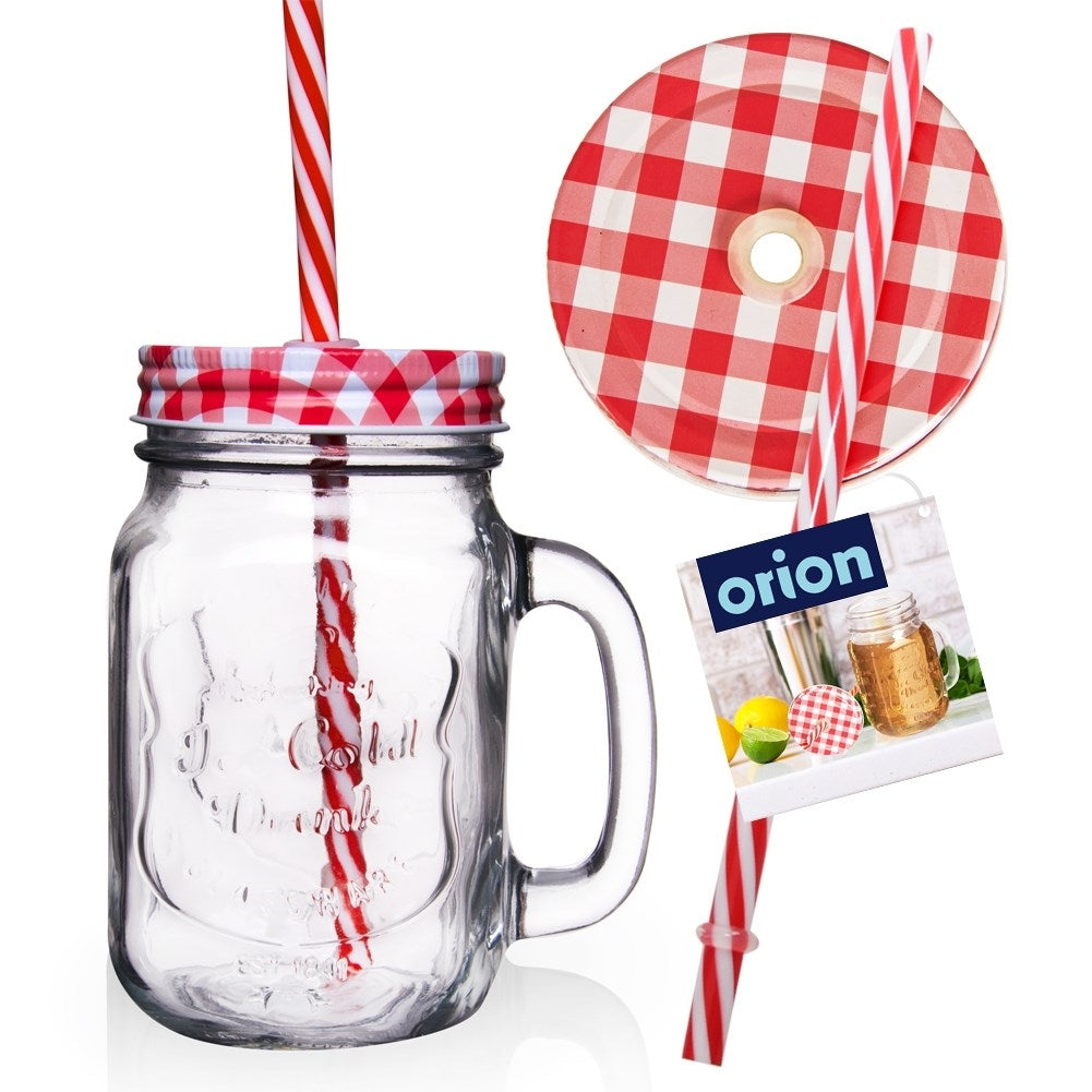 Can with Handle, Lid and Straw for Drinks