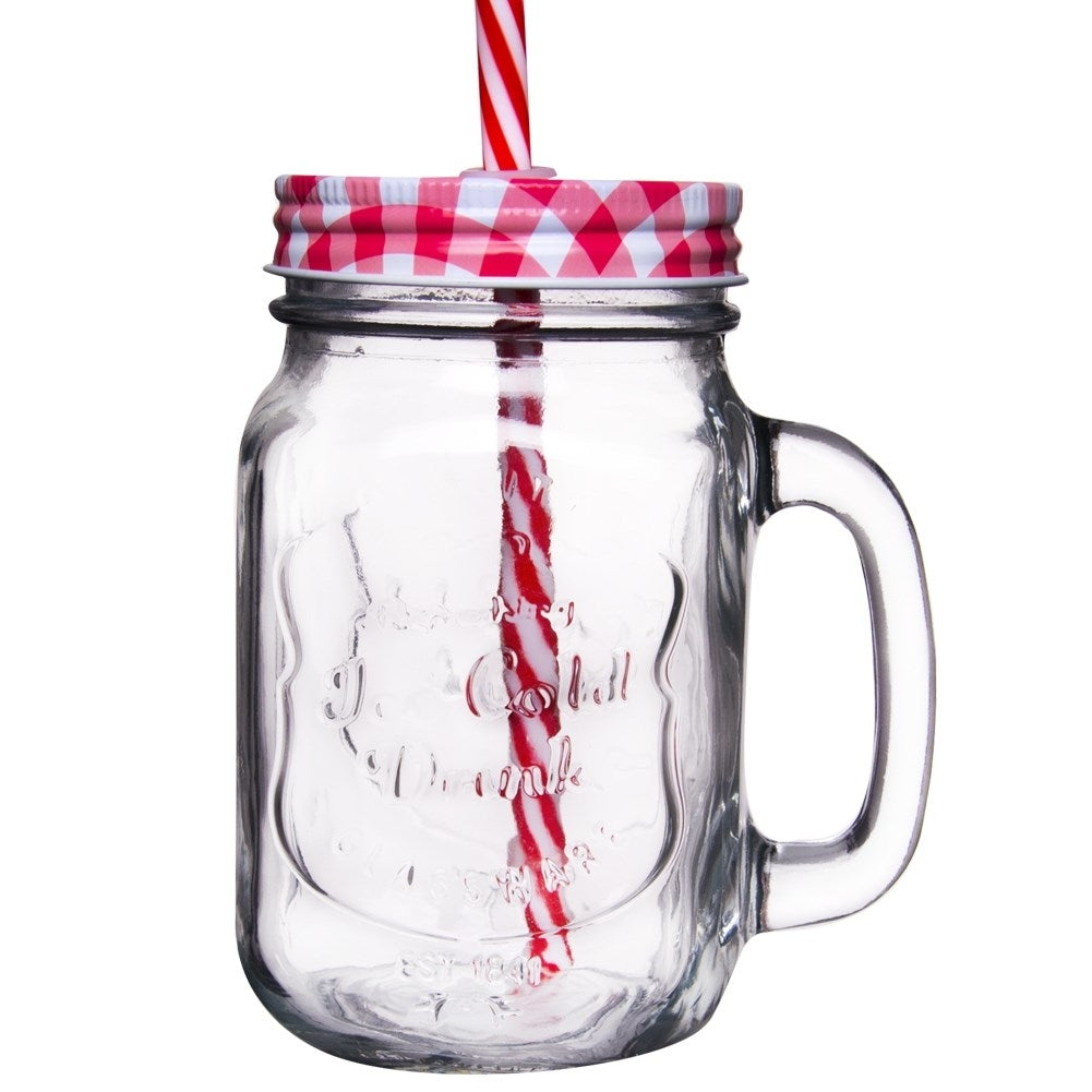 Can with Handle, Lid and Straw for Drinks