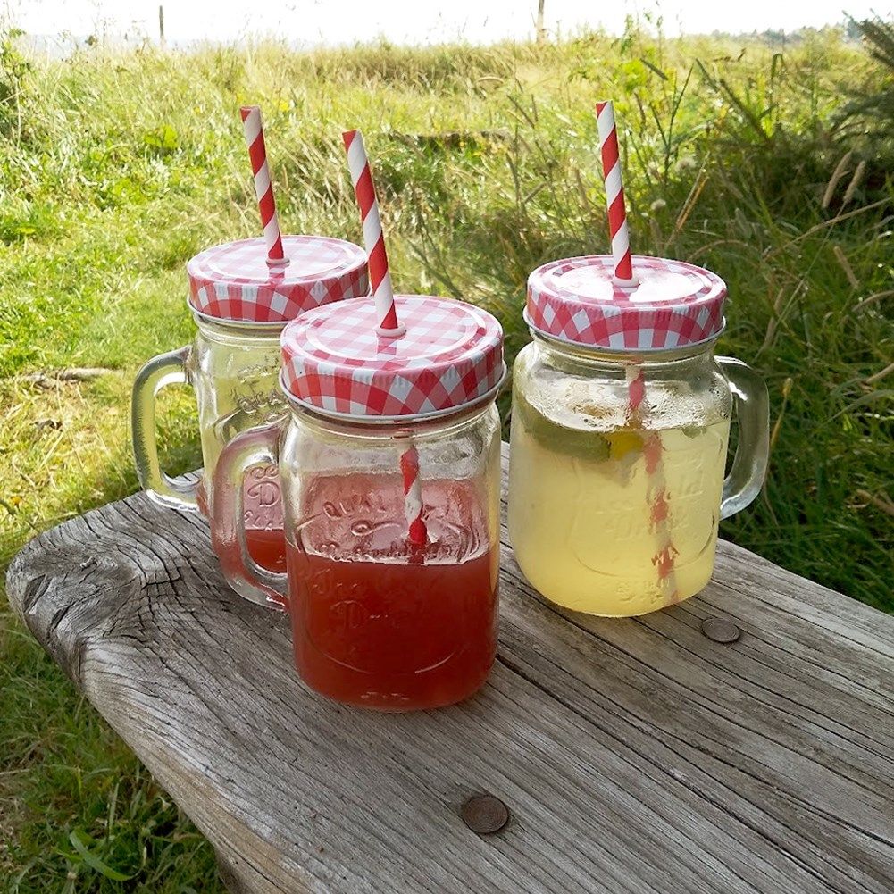 Can with Handle, Lid and Straw for Drinks