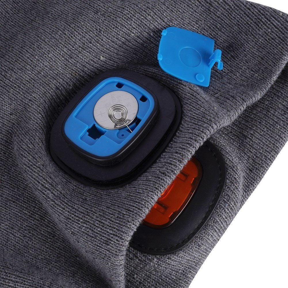 Cap with LED lights: white and red for visibility