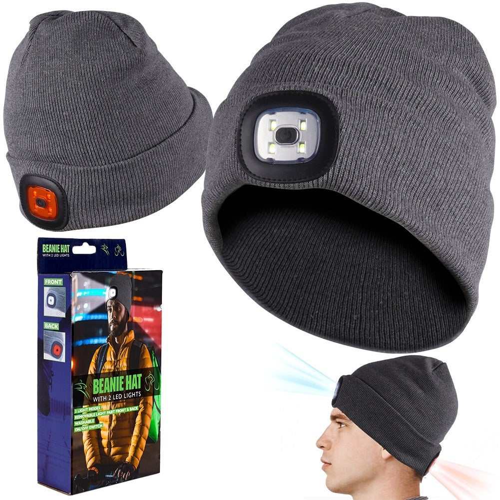 Cap with LED lights: white and red for visibility