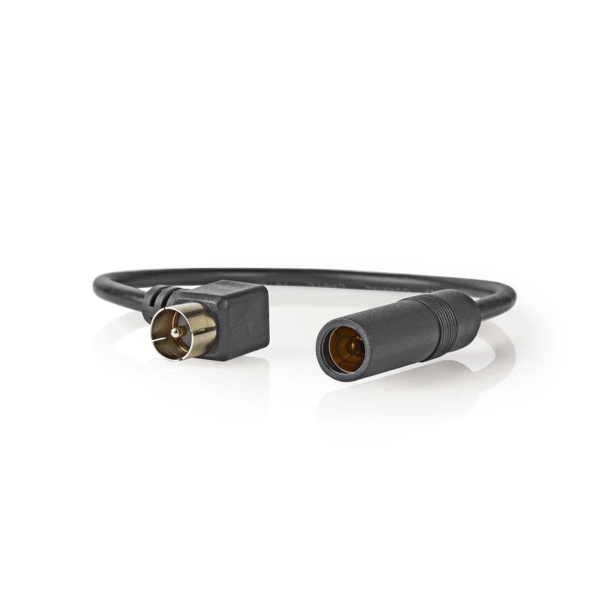 Car Antenna Cable | IEC (Coax) Male | Car aerial socket | Nickel Plated | 0.30 m | Round | PVC | Black | Plastic bag