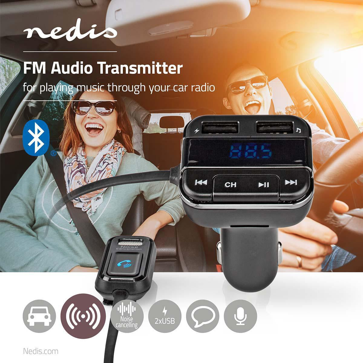 Car FM Transmitter | Fixed | Wireless calls | 0.8 " | LED Screen | Bluetooth® | 5.0 V DC / 1.0 A / 5.0 V DC / 2.4 A | Google Assistant / Siri | Gray / Black