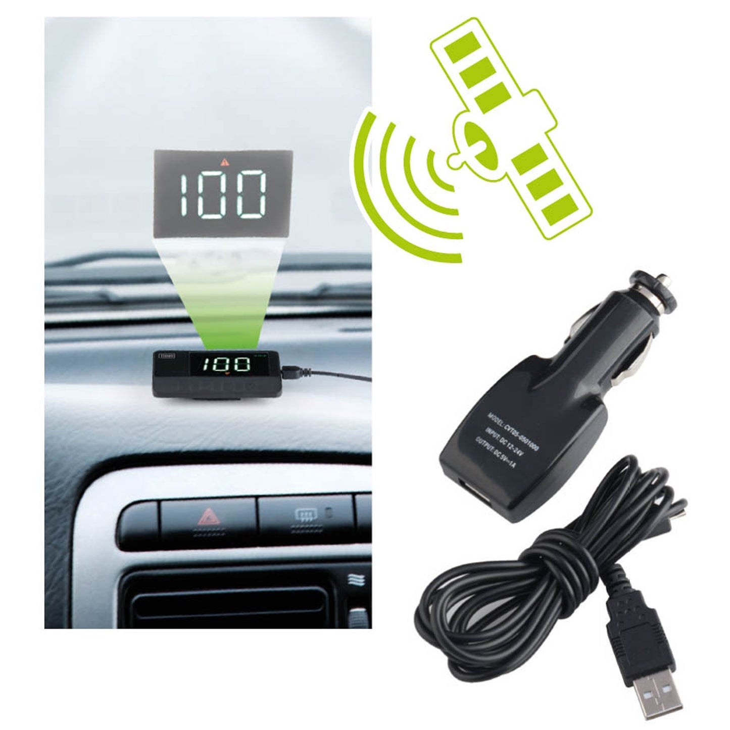 Car HUD Display with GPS Speed Projection