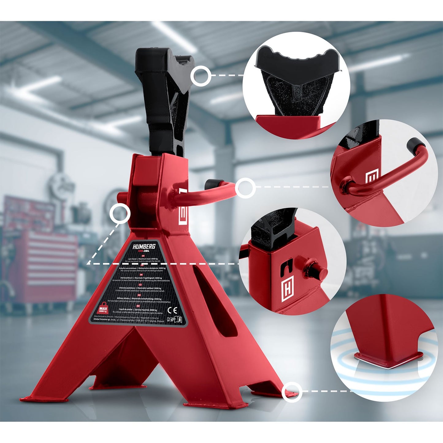 Car Jack Stands, 3 Ton, Adjustable Height, Set of 2