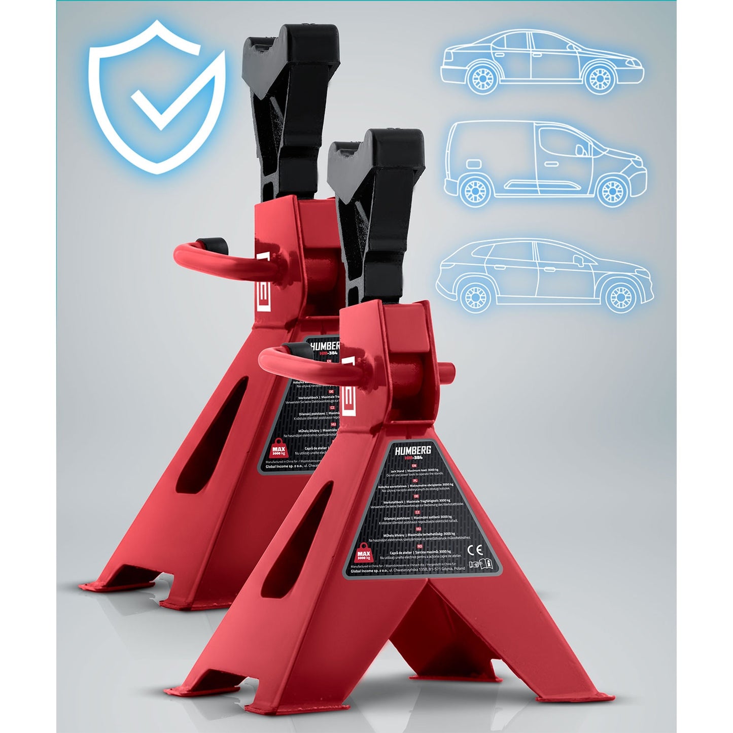 Car Jack Stands, 3 Ton, Adjustable Height, Set of 2