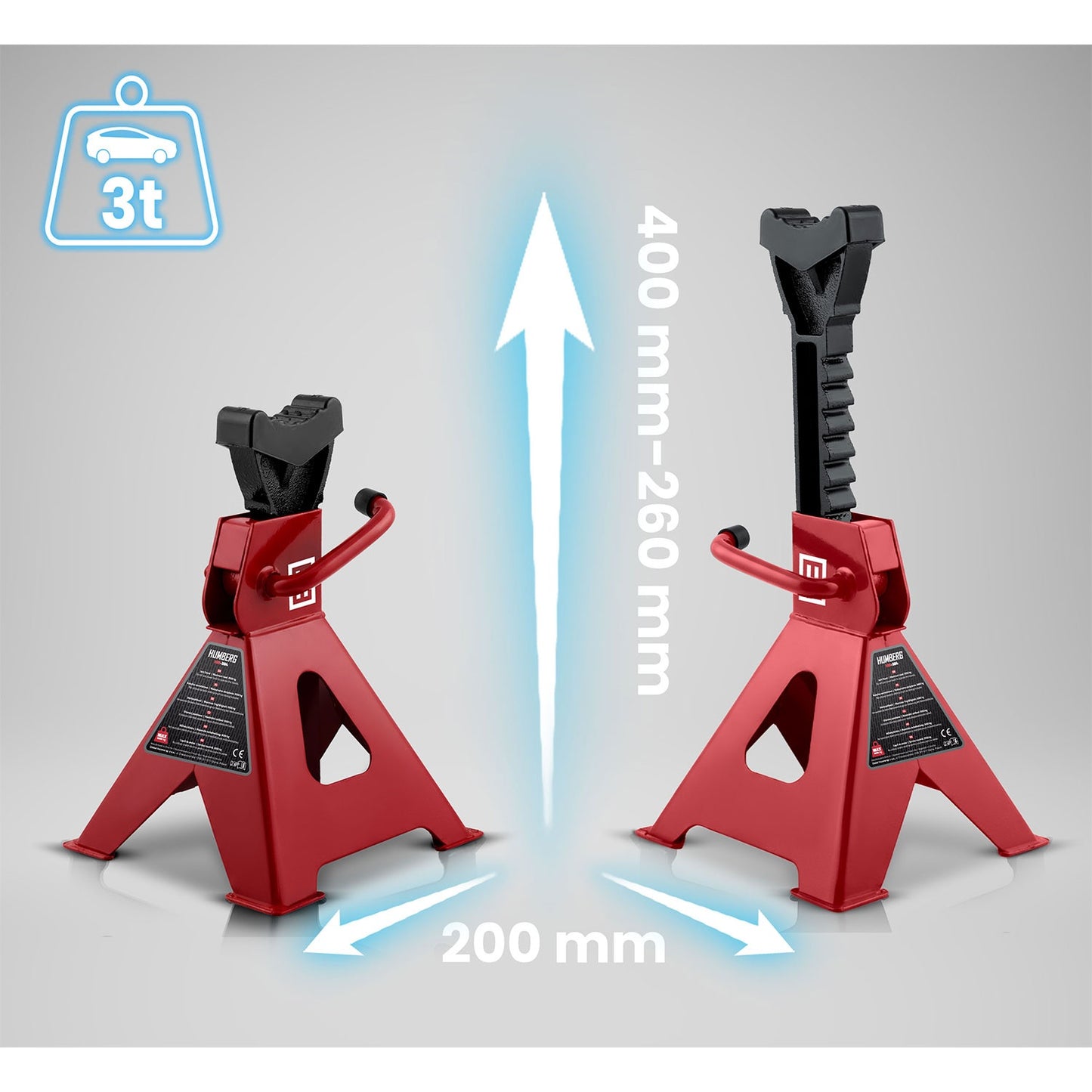 Car Jack Stands, 3 Ton, Adjustable Height, Set of 2