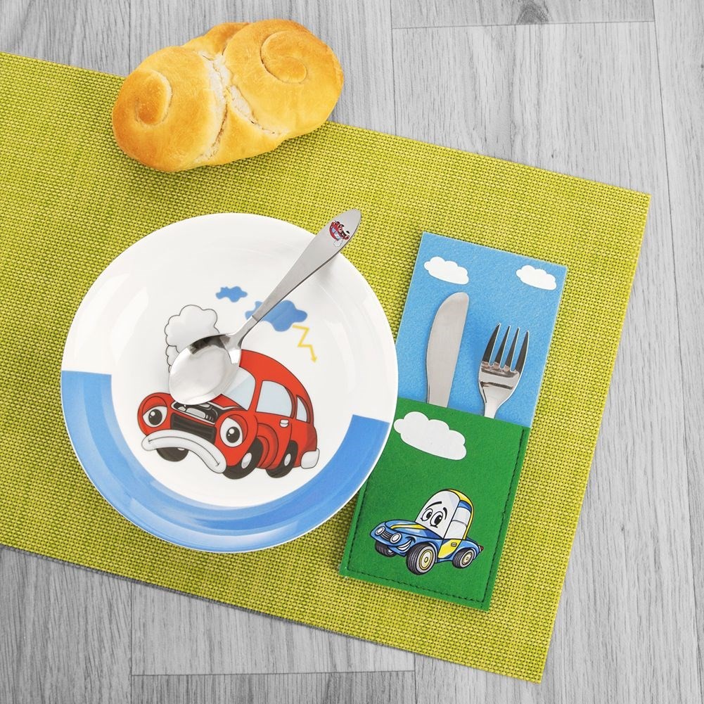 Car Motif Felt Cutlery Cover - Encourages independent eating