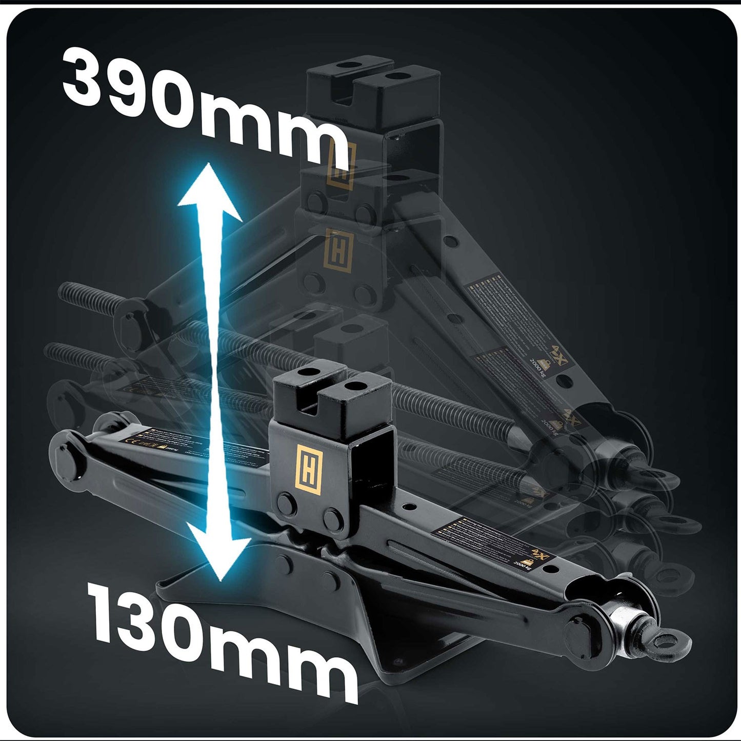Car Scissor Jack, 2 Ton Capacity