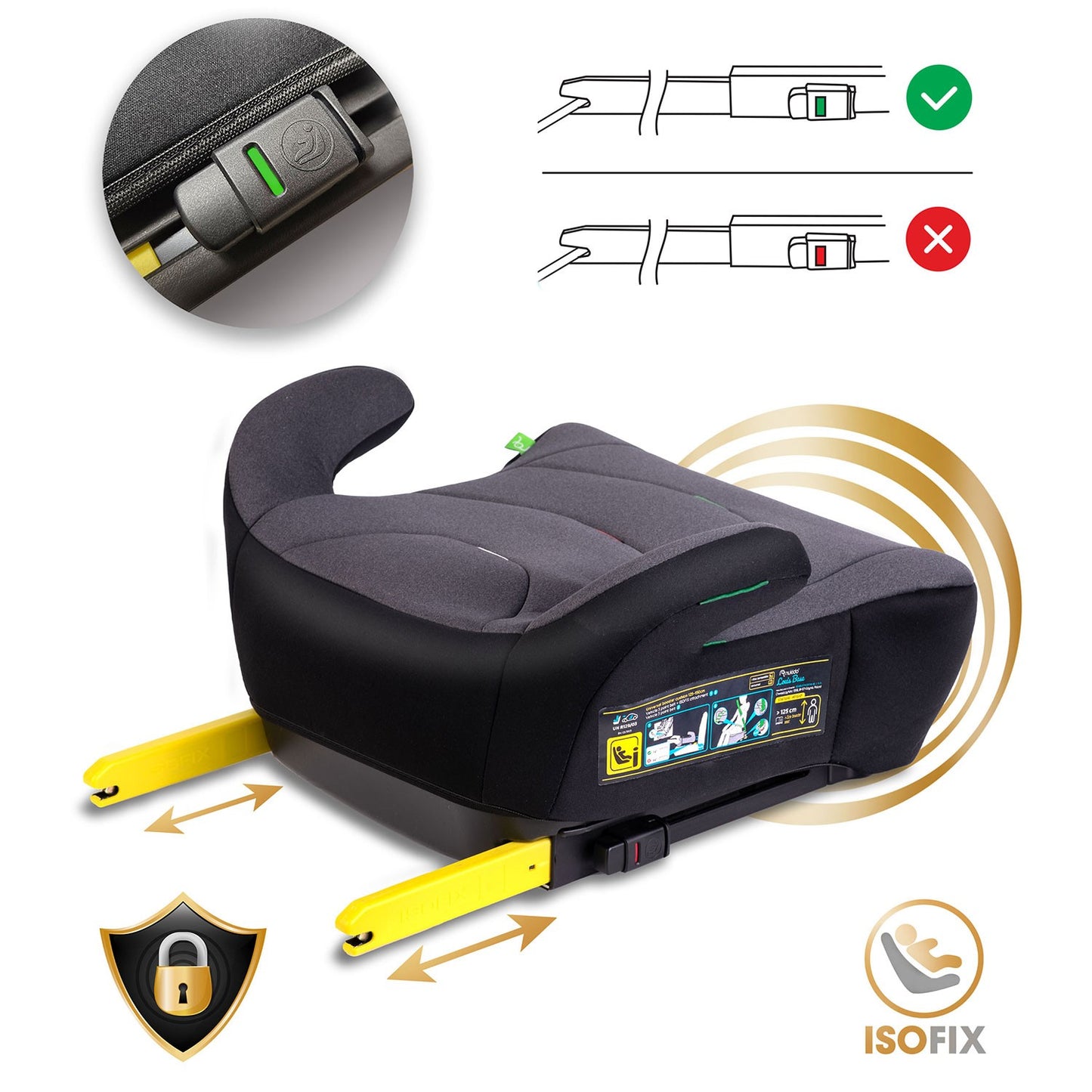 Car Seat Booster, Isofix, 22-36 kg, Black