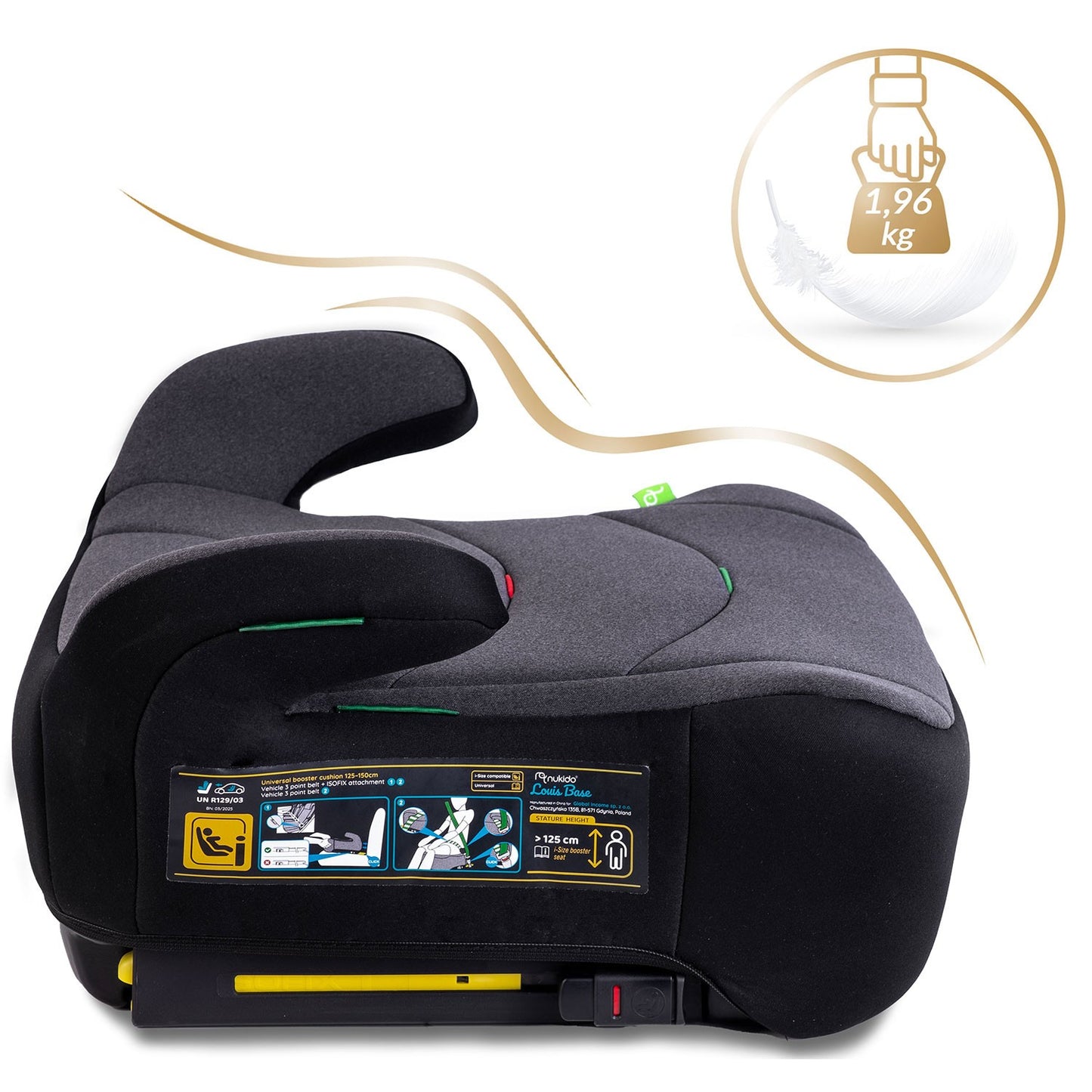 Car Seat Booster, Isofix, 22-36 kg, Black