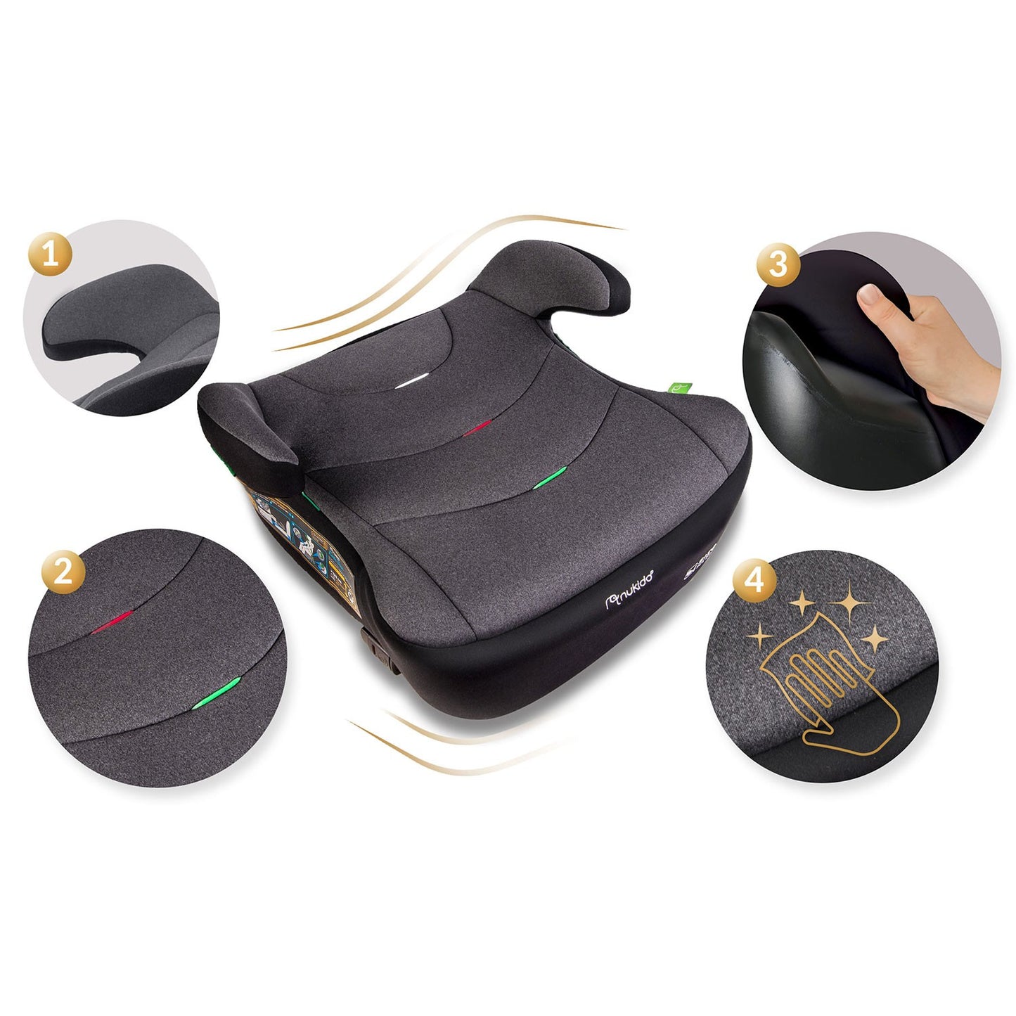 Car Seat Booster, Isofix, 22-36 kg, Black