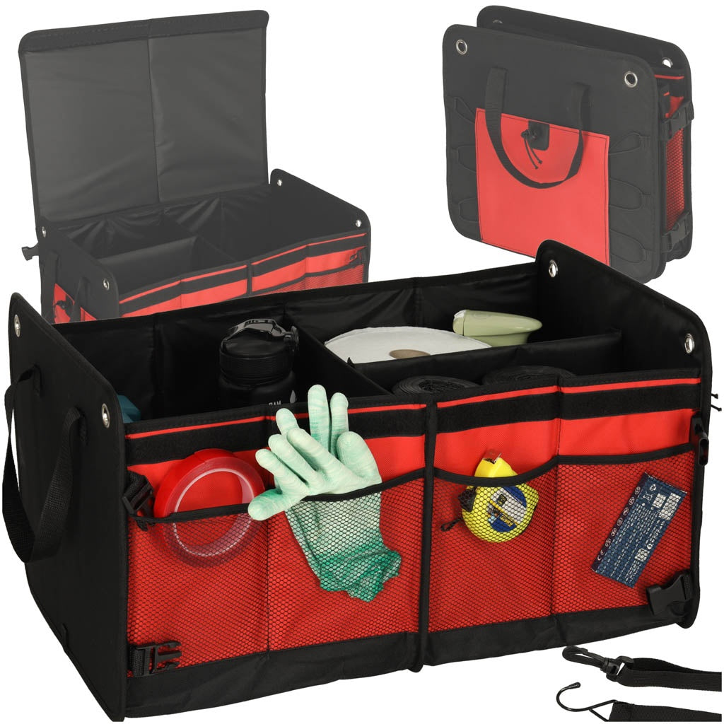 Car Trunk Organizer, Black/Red, 58x37x32 cm