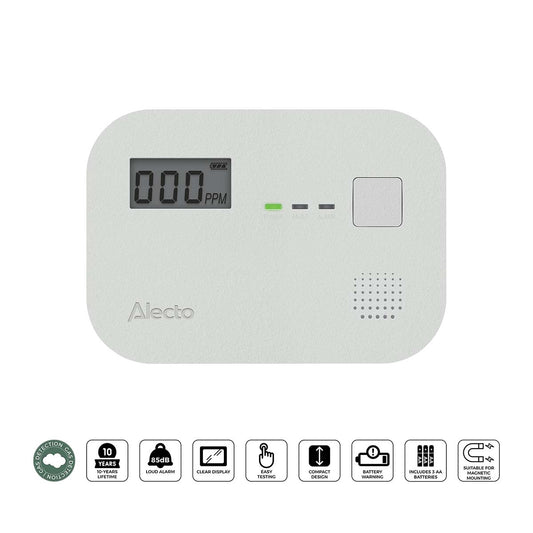 Carbon Monoxide Alarm, 10-Year Sensor, Display