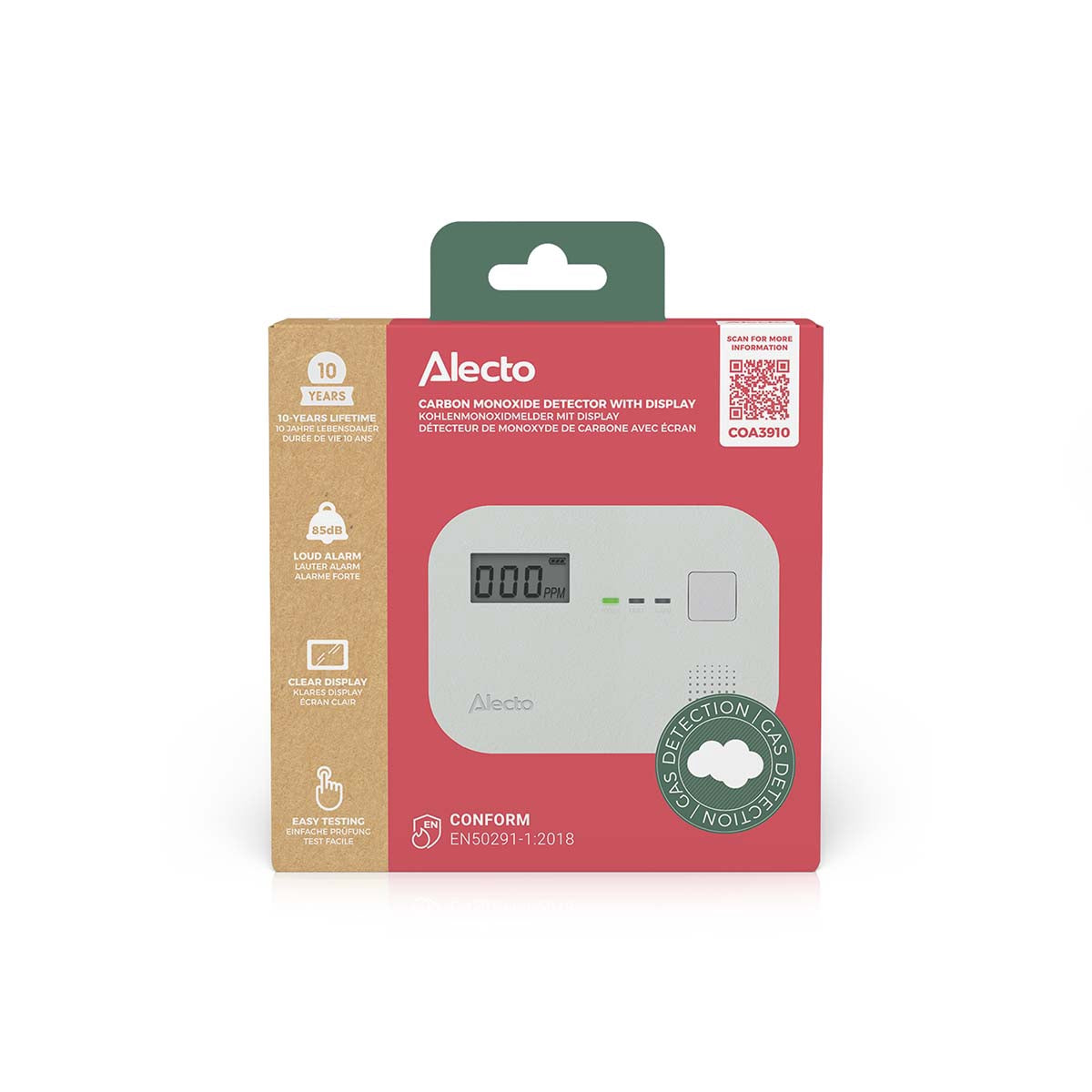 Carbon Monoxide Alarm, 10-Year Sensor, Display