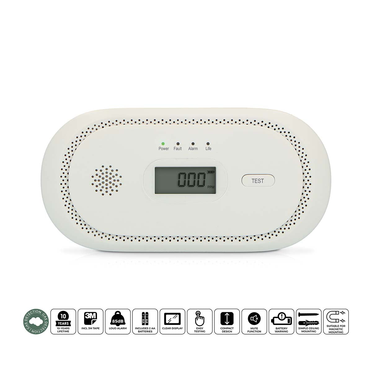 Carbon Monoxide Alarm with 10-Year Sensor and Display