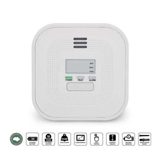 Carbon Monoxide Alarm with Display, 10-Year Battery