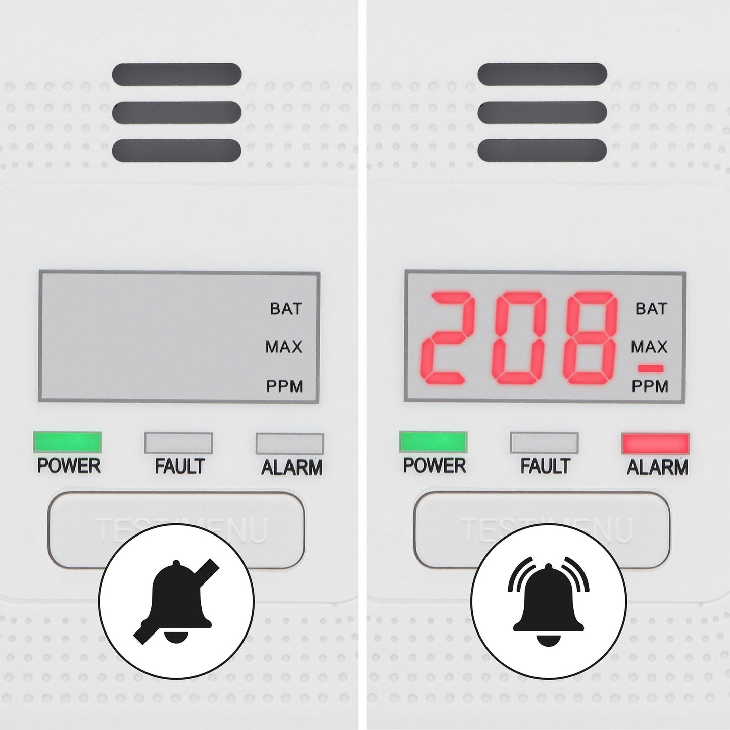 Carbon Monoxide Alarm with Display, 10-Year Battery