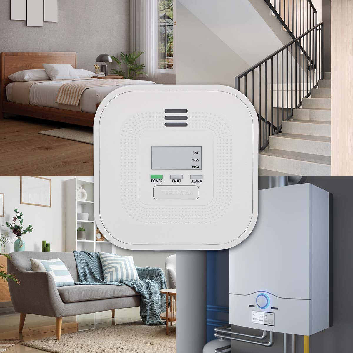 Carbon Monoxide Alarm with Display, 10-Year Battery