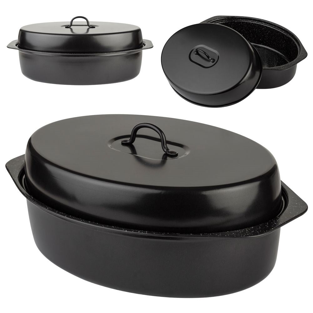 Carbon steel frying pan with granite coating, 6.5 litres