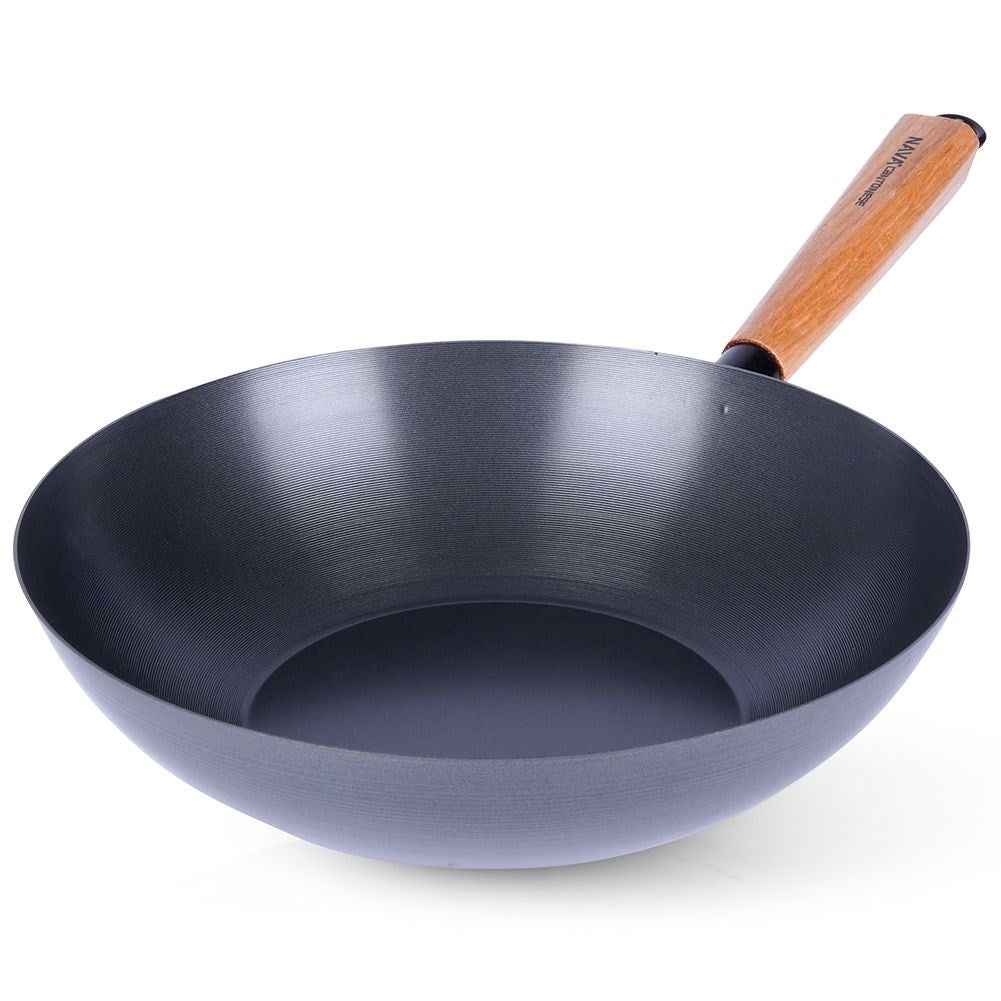 Carbon steel wok with non-stick coating
