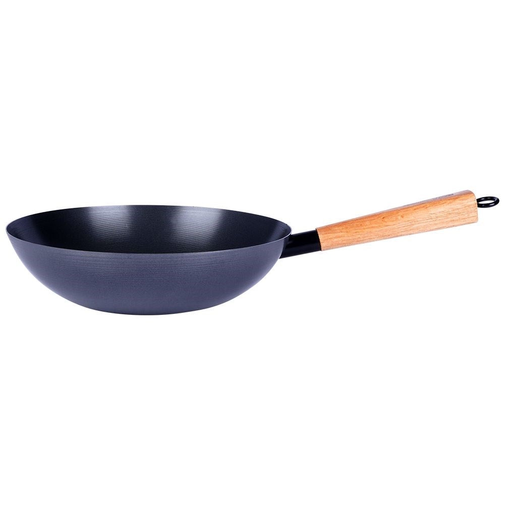 Carbon steel wok with non-stick coating