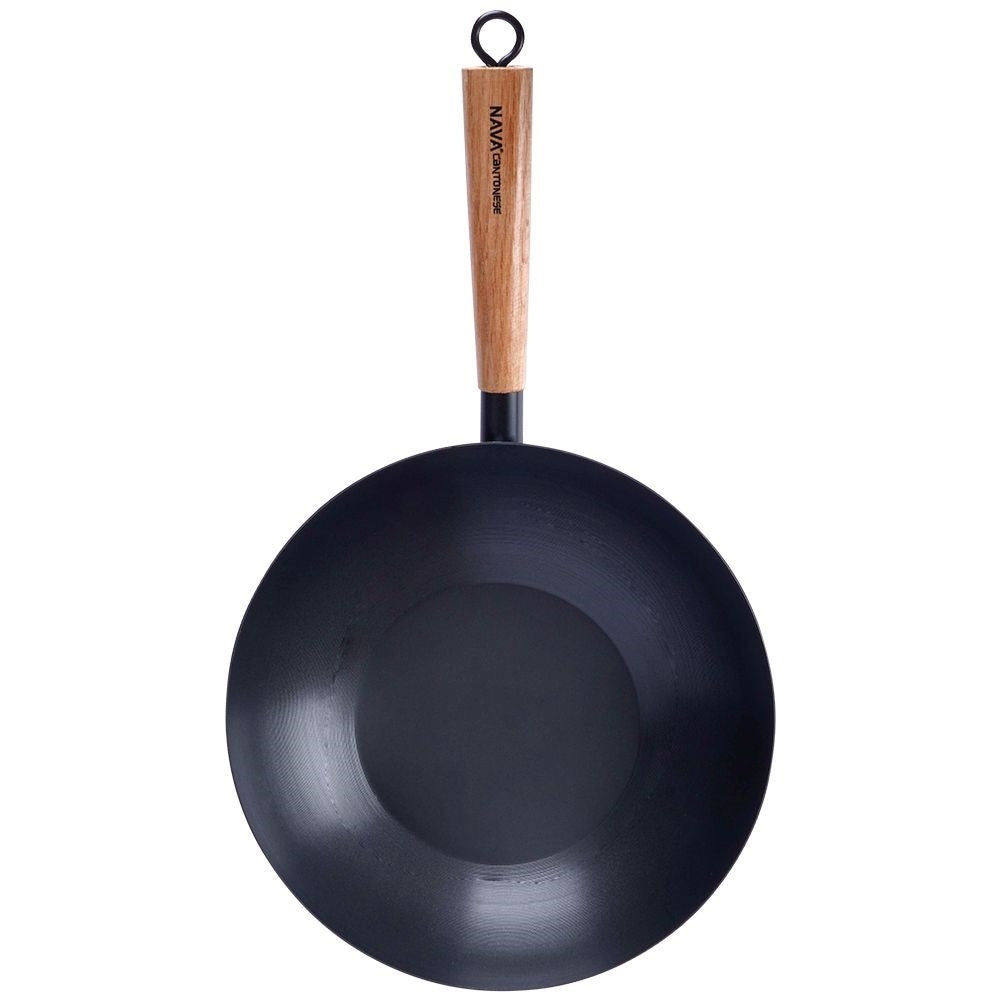 Carbon steel wok with non-stick coating