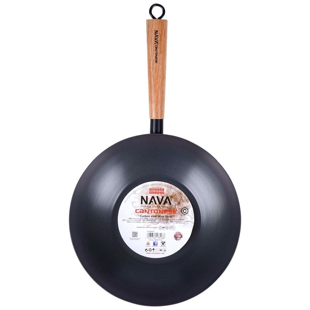 Carbon steel wok with non-stick coating