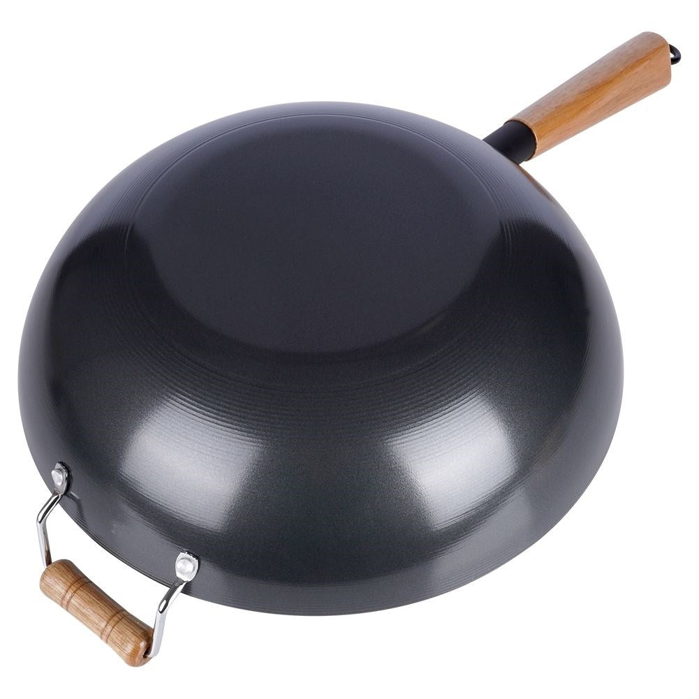 Carbon steel wok with non-stick, for all stoves and dishwashers