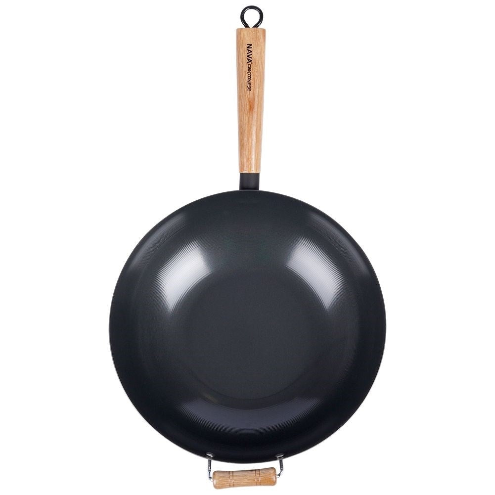 Carbon steel wok with non-stick, for all stoves and dishwashers