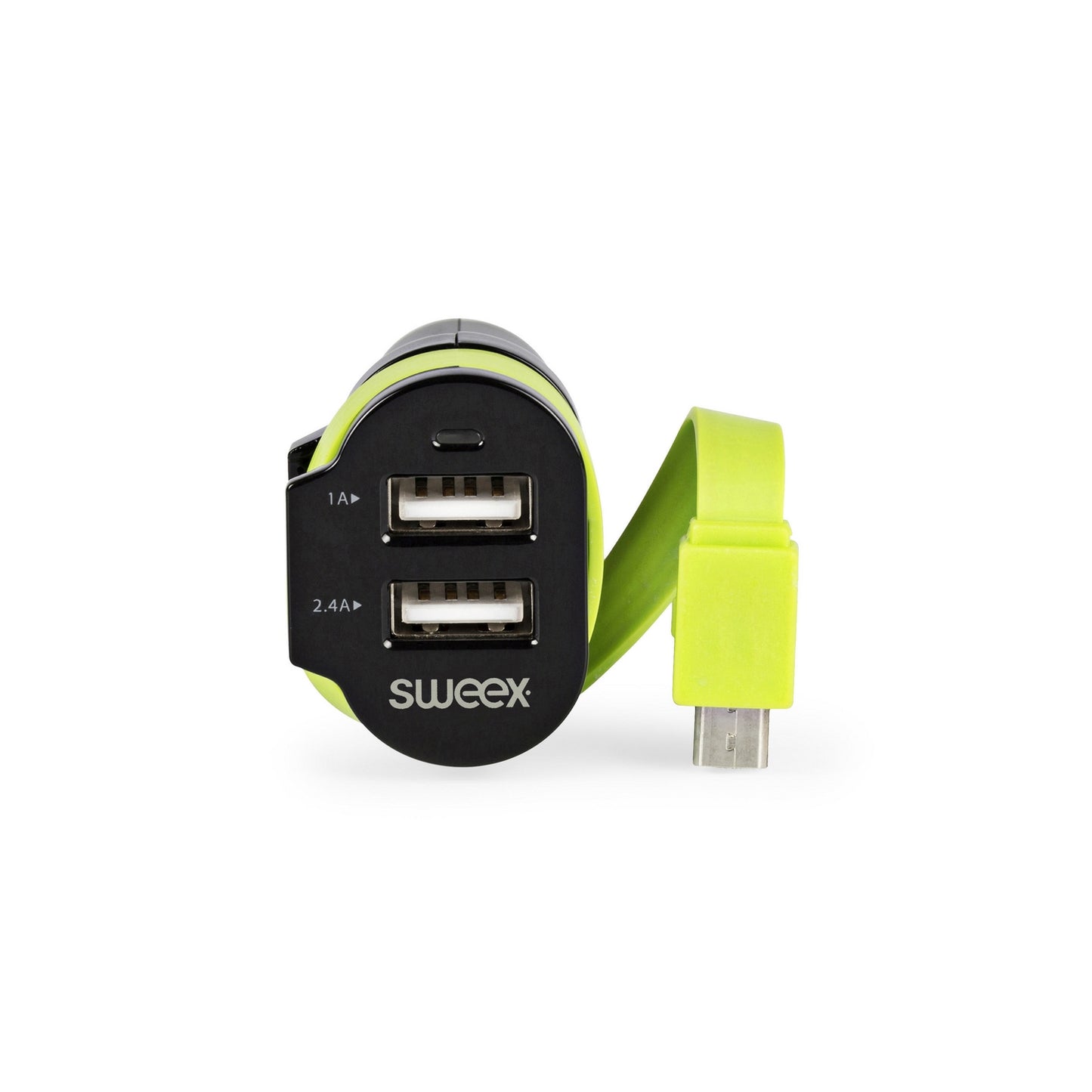 Car charger 3-Outputs 6 A 2 x USB / Micro USB Black/Green