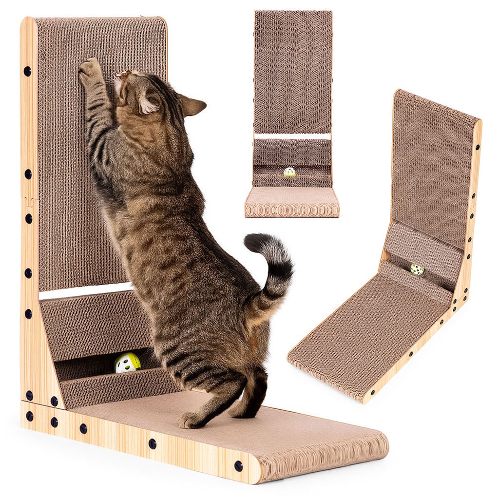 Cardboard Corner Cat Scratcher Bed with Toy Petsi