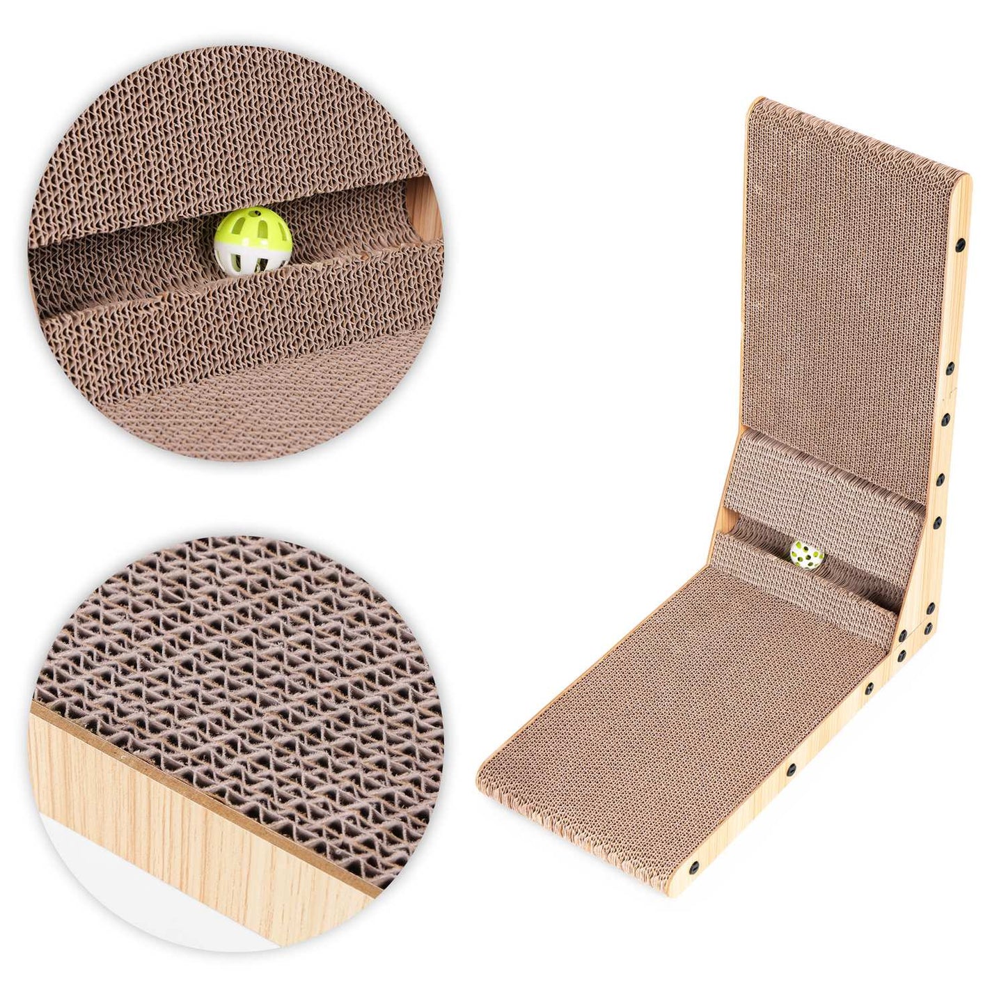Cardboard Corner Cat Scratcher Bed with Toy Petsi