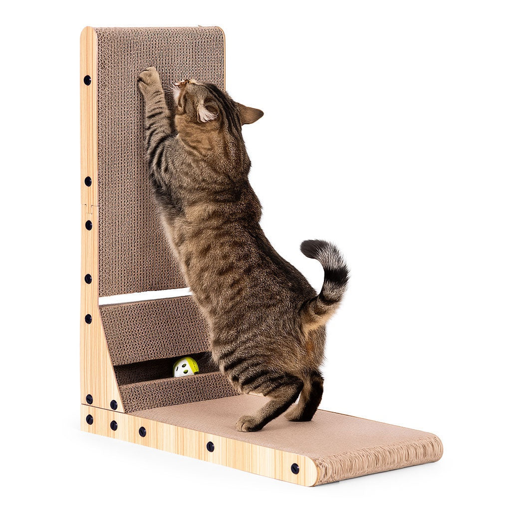 Cardboard Corner Cat Scratcher Bed with Toy Petsi