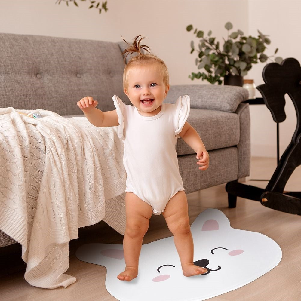 Carpet for children's rooms with cute rabbit motif and non-slip underside