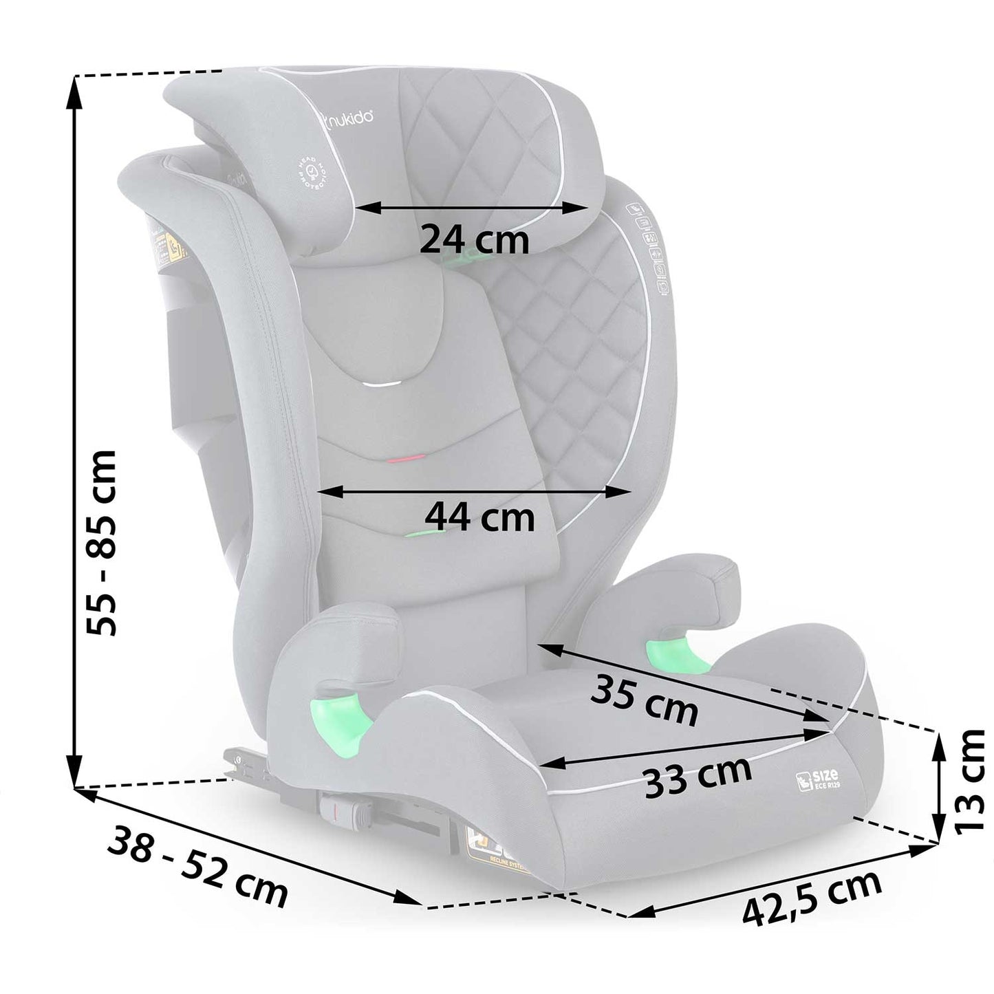 Car seat Nukido Louis Gray 15-36 kg ISOFIX