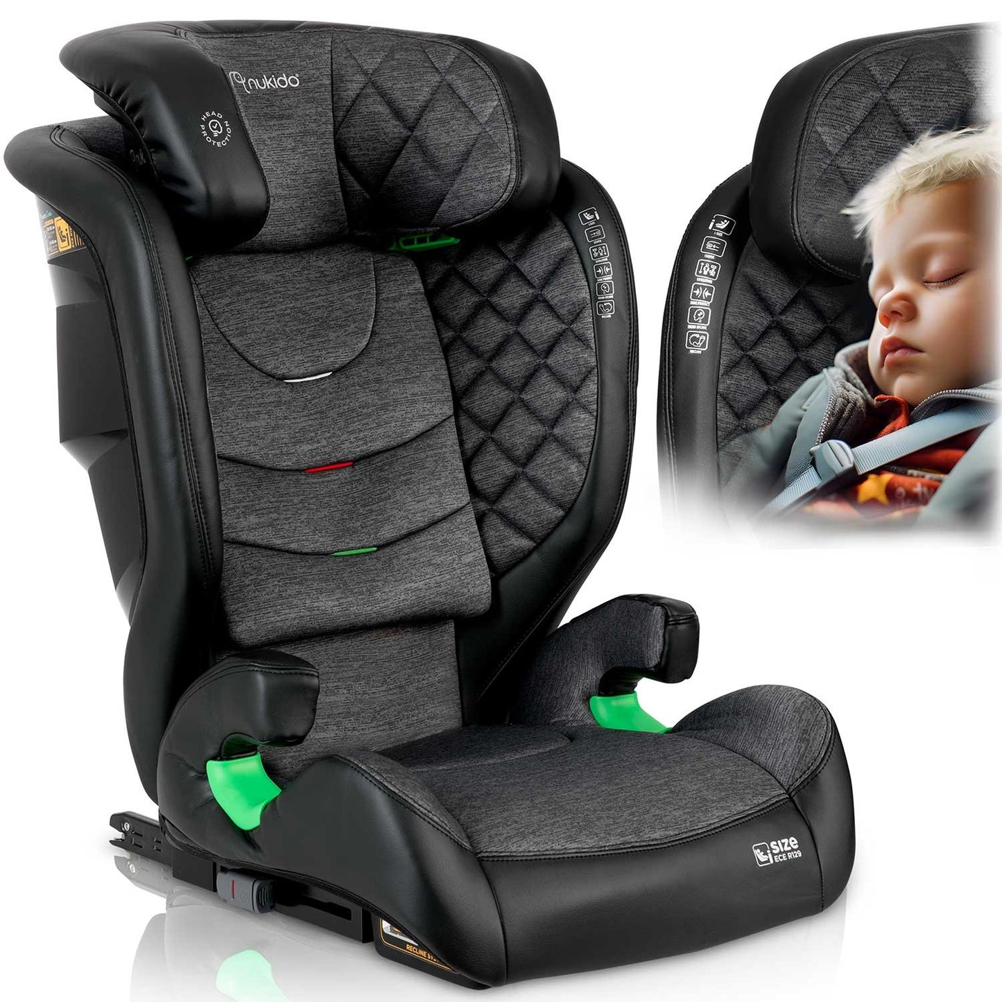 Car seat Nukido Louis black-grey 15-36 kg ISOFIX