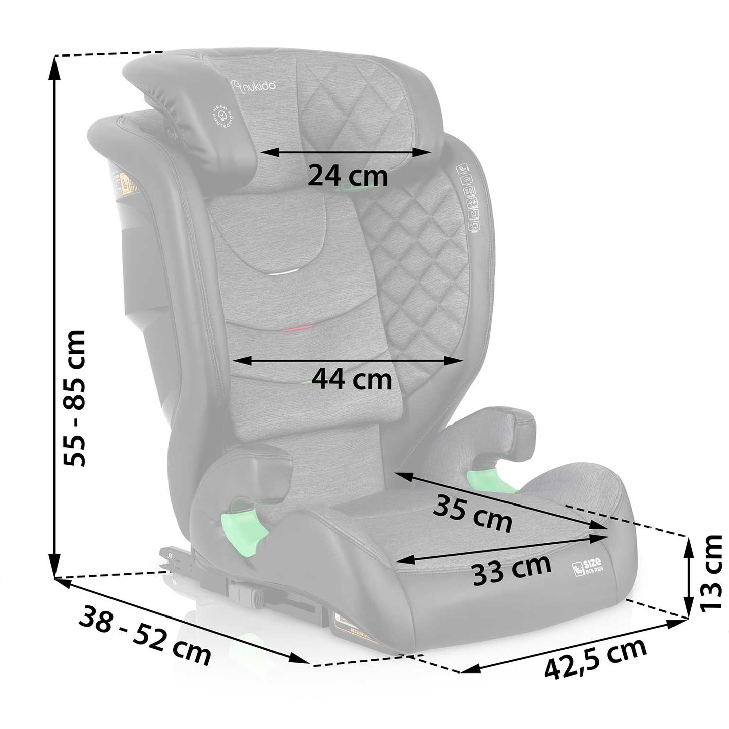 Car seat Nukido Louis black-grey 15-36 kg ISOFIX