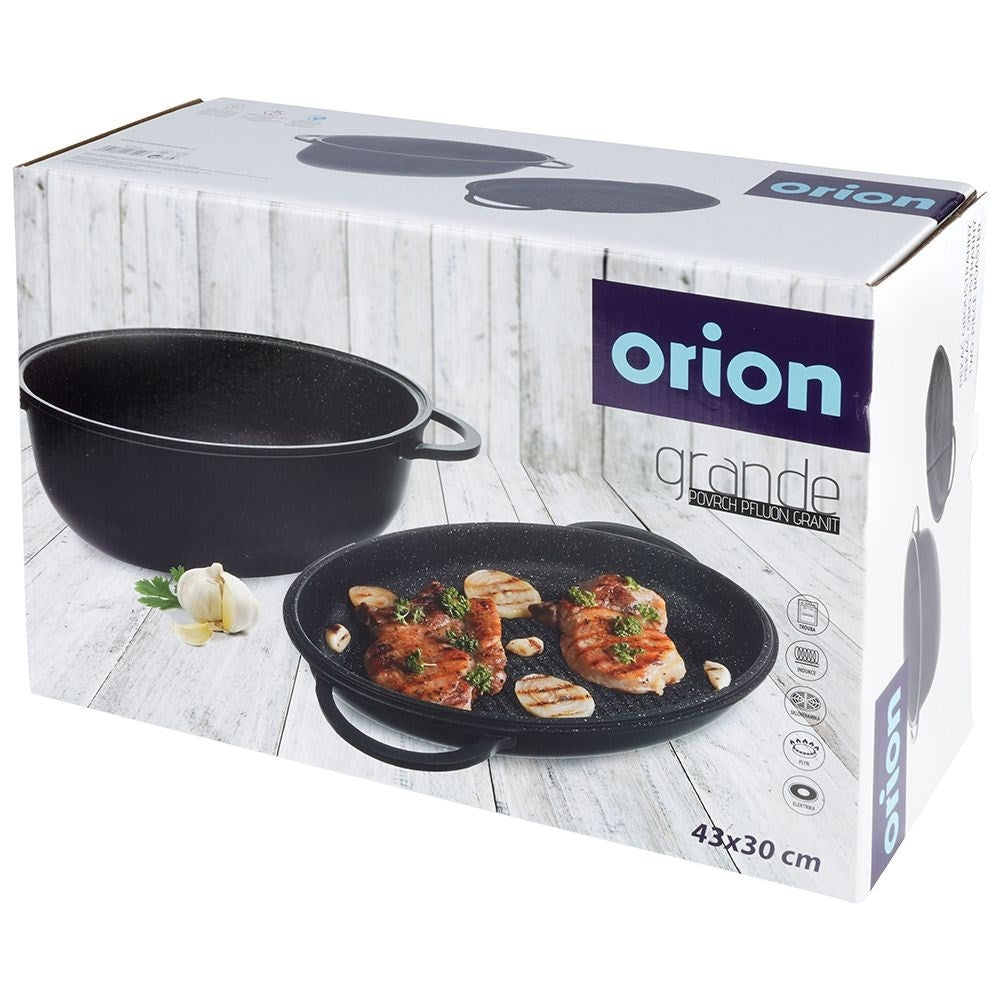 Casserole 10L with grill pan lid and non-stick coating