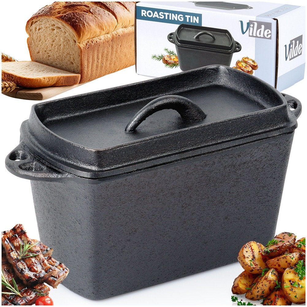 Cast Iron Bread Pan with Lid, 27 cm, 2 L Capacity