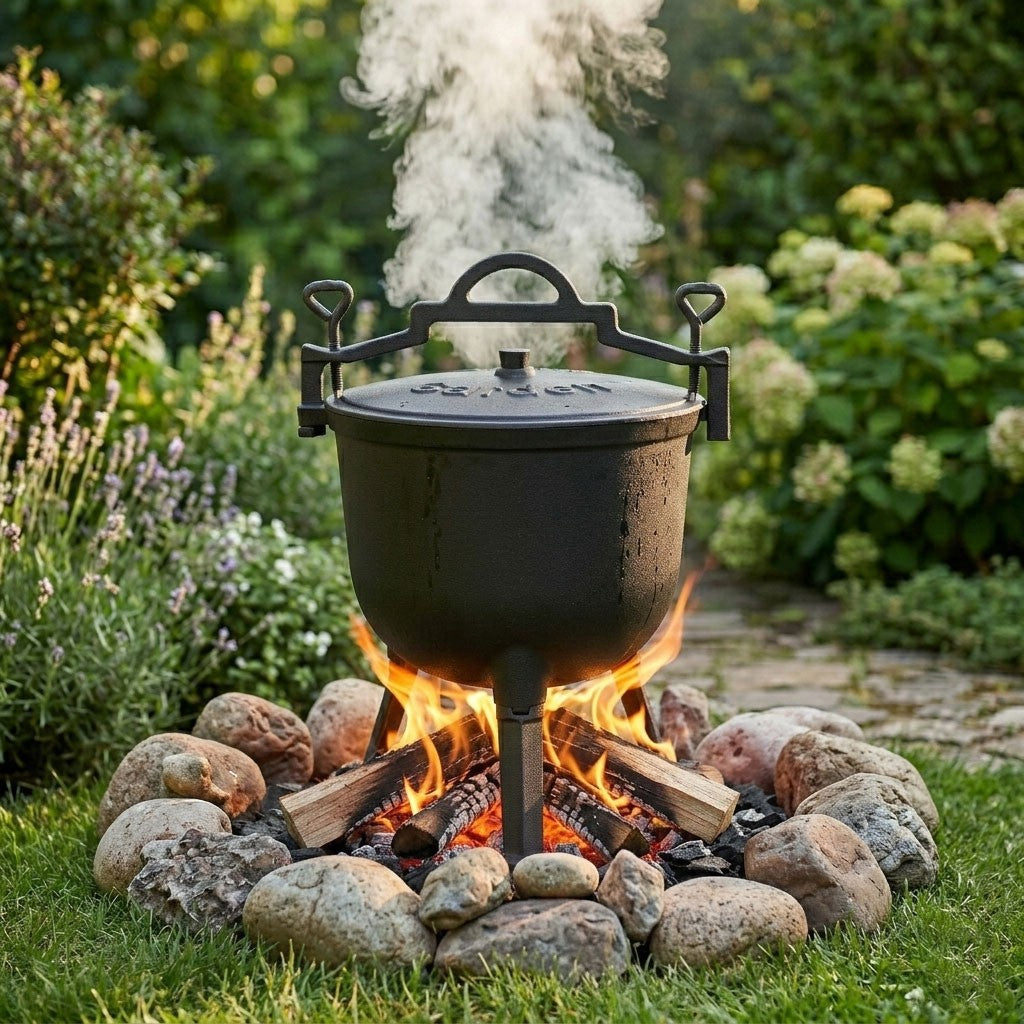 Cast Iron Cauldron 5L with Stand for Campfire Cooking